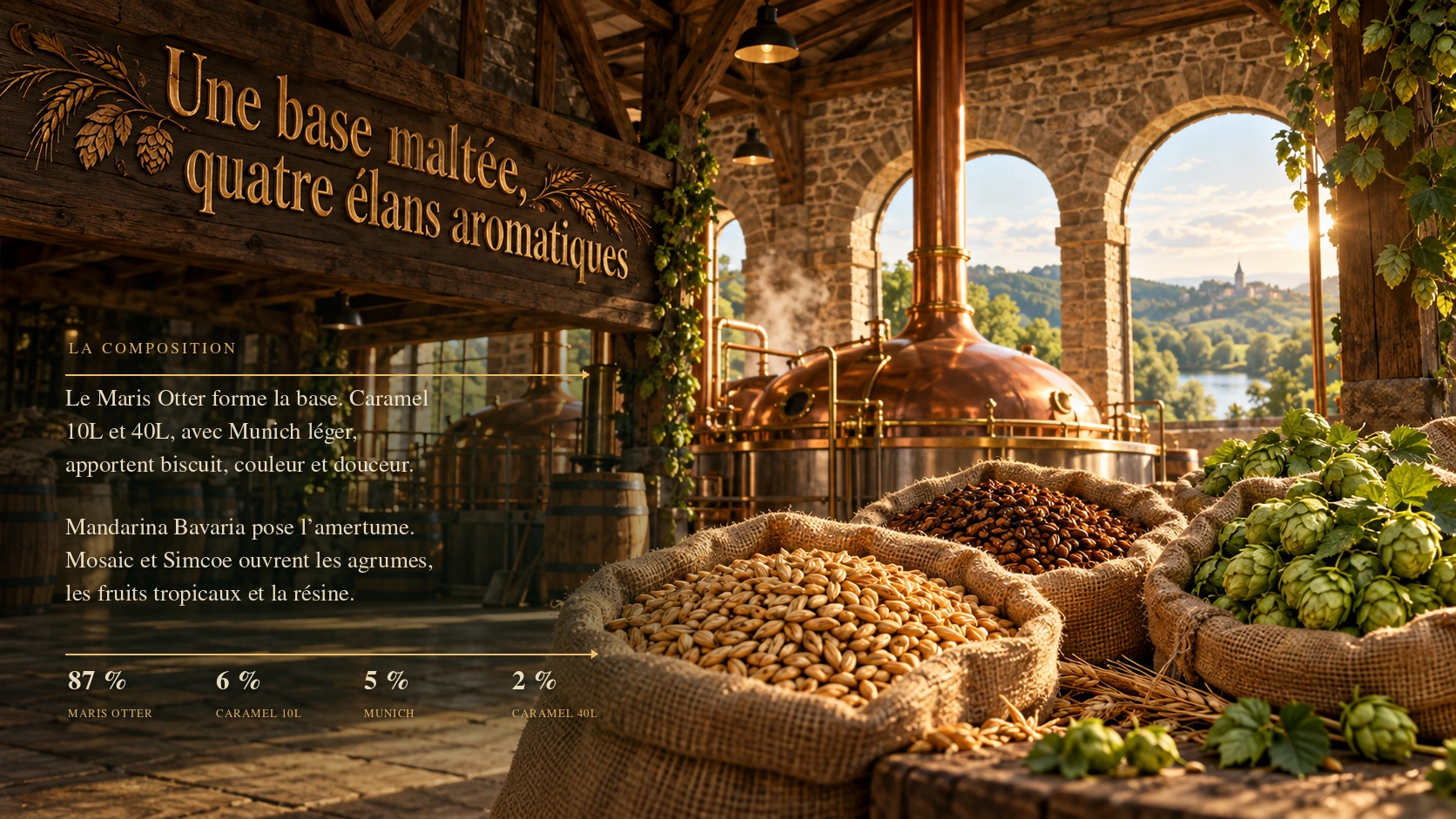 Les malts, grains et houblons de La Hobbit dans la brasserie